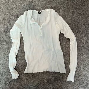 Brandy Melville White Button Front Henley Thermal